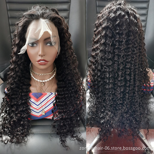 Top quality deep wave virgin brazilian 40 inch human hair HD full lace front wig transparent lace human hair wigs for women